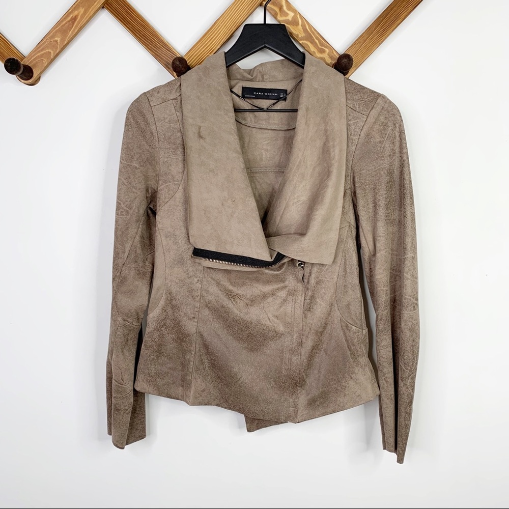 SOLD ZARA faux suede moto jacket✨M - Picture 1 of 5